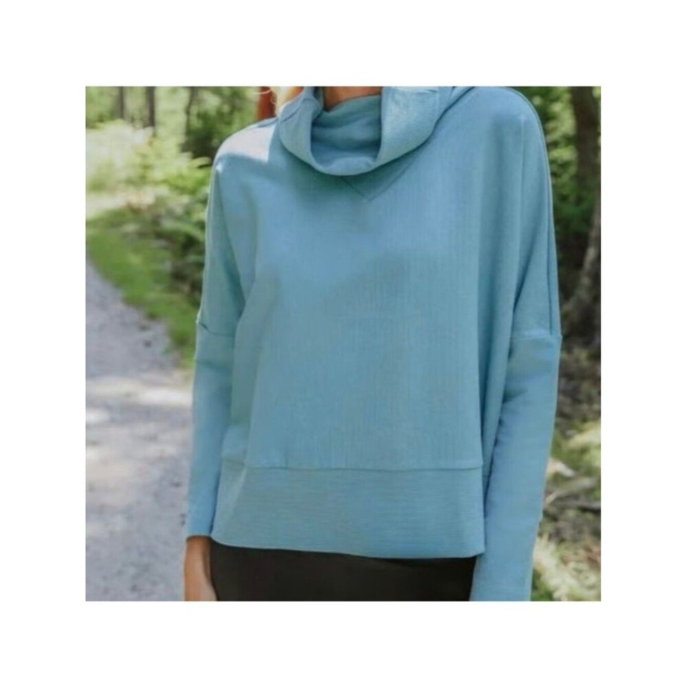 Tuckernuck Rollins Funnel Neck Ribbed Long Sleeve Top Sweatshirt Small Boxy